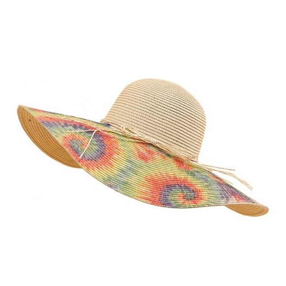 LAST 2! Tie Dye Print Straw Sun Hat - Picture 2 of 3